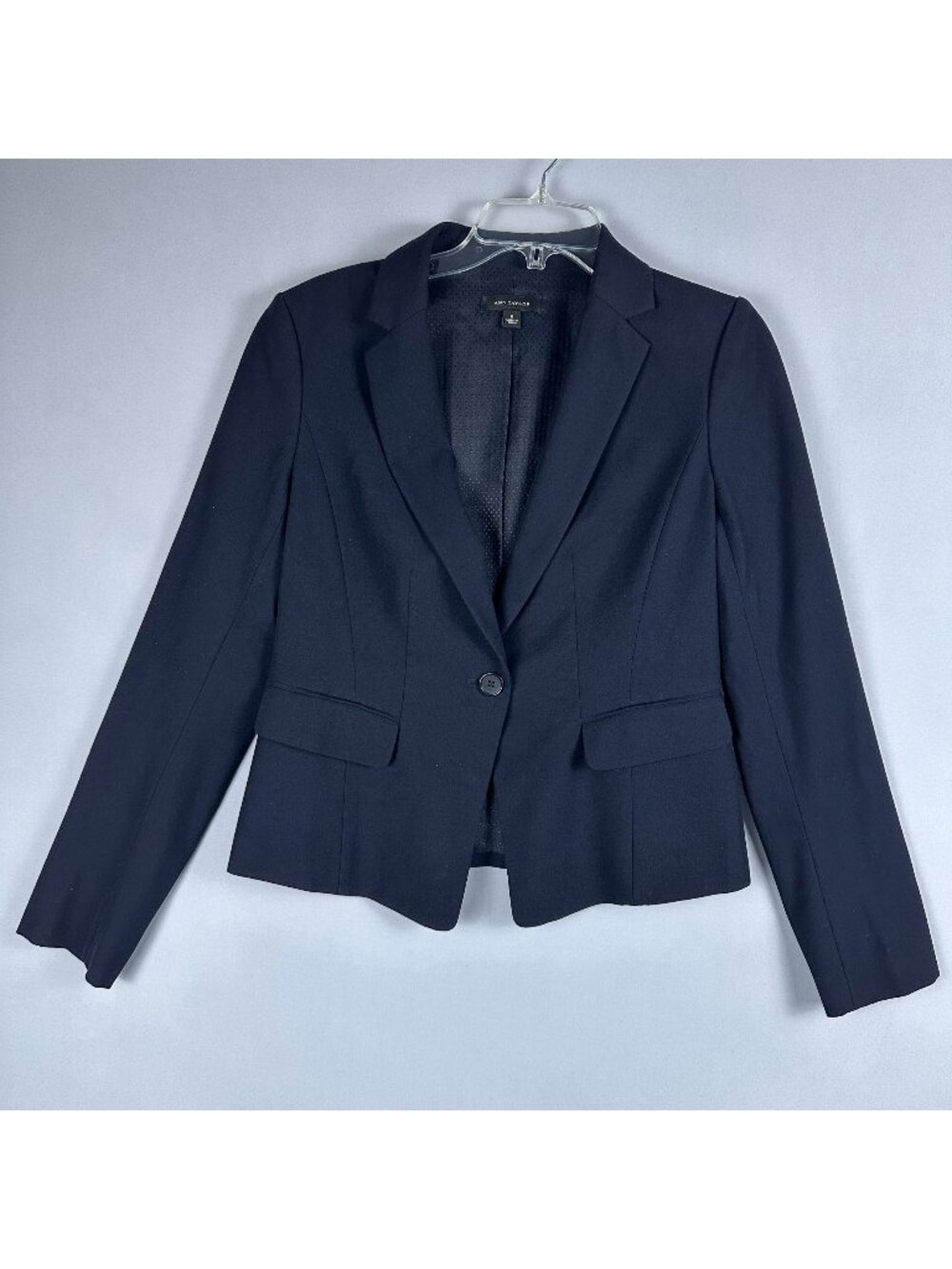 Ann Taylor Tailored Blazer Coat Stretch Cotton Navy Blue Women Size 6